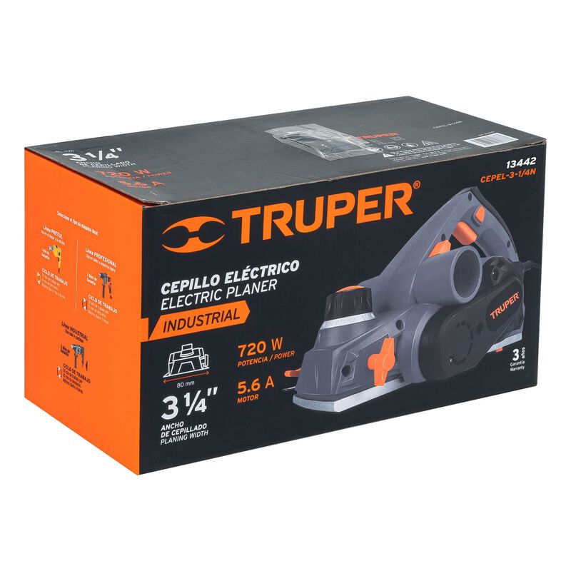 Cepillo Eléctrico 3-1/4' 720 W Industrial Trupe... image number null