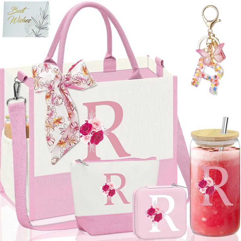 Bolso Tote De Lona Aiheart Con Inicial Y Bolsil... image number null