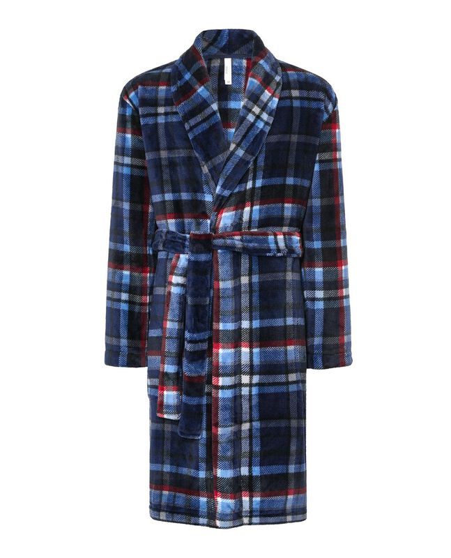 Bata de Cuadros Azules para Hombre Marino image number null