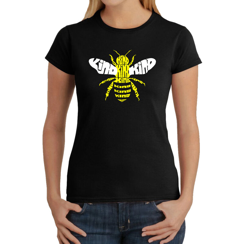 Camiseta Word Art Para Mujer - Bee Kind- Negro image number null