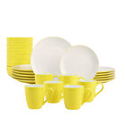Vajilla Elin para 6 Personas - Cer&aacute;mica Amarillo/Blanco 24 piezas