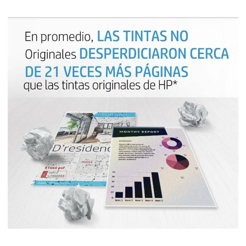 4 Tintas HP GT53 Negras y 1000 hojas papel bond... image number null