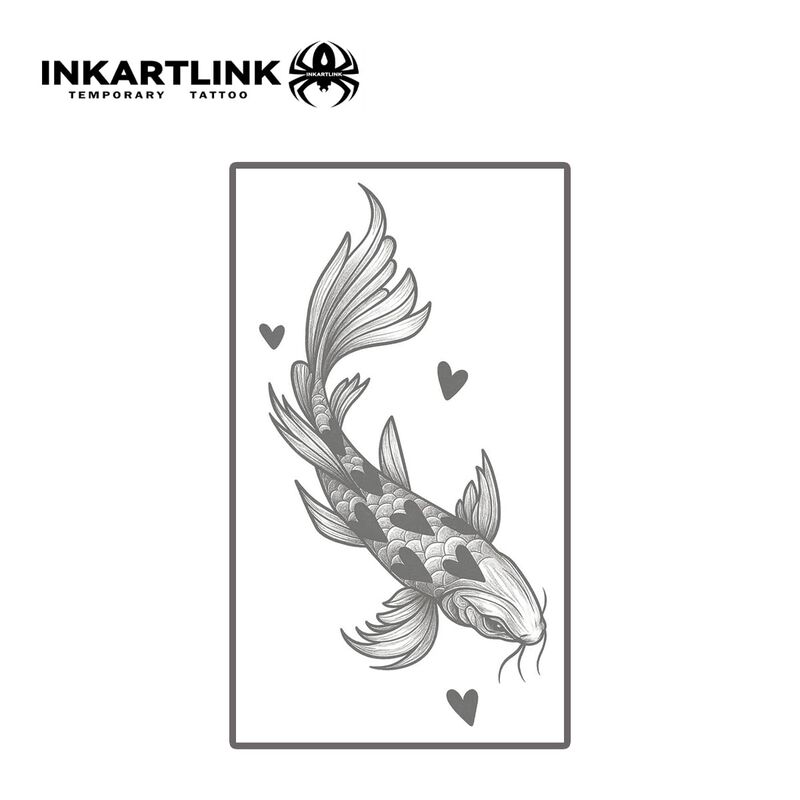 Tatuaje Temporal Inkartlink Heart Koi - 2 L&aacute;min... image number null