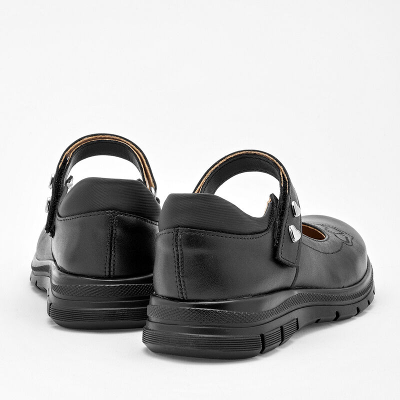 Yuyin Zapato Escolar De Piel Para Ni&ntilde;a Negro Co... image number null