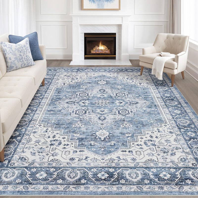 Alfombra Loongrug 178x229 cm Lavable Boho Azul ... image number null
