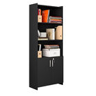 Librero 5 Repisas Moderno Decorativo Con Puertas Negro 56118