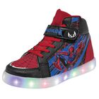 Space Boys Tenis urbano para niño negro rojo, con luces