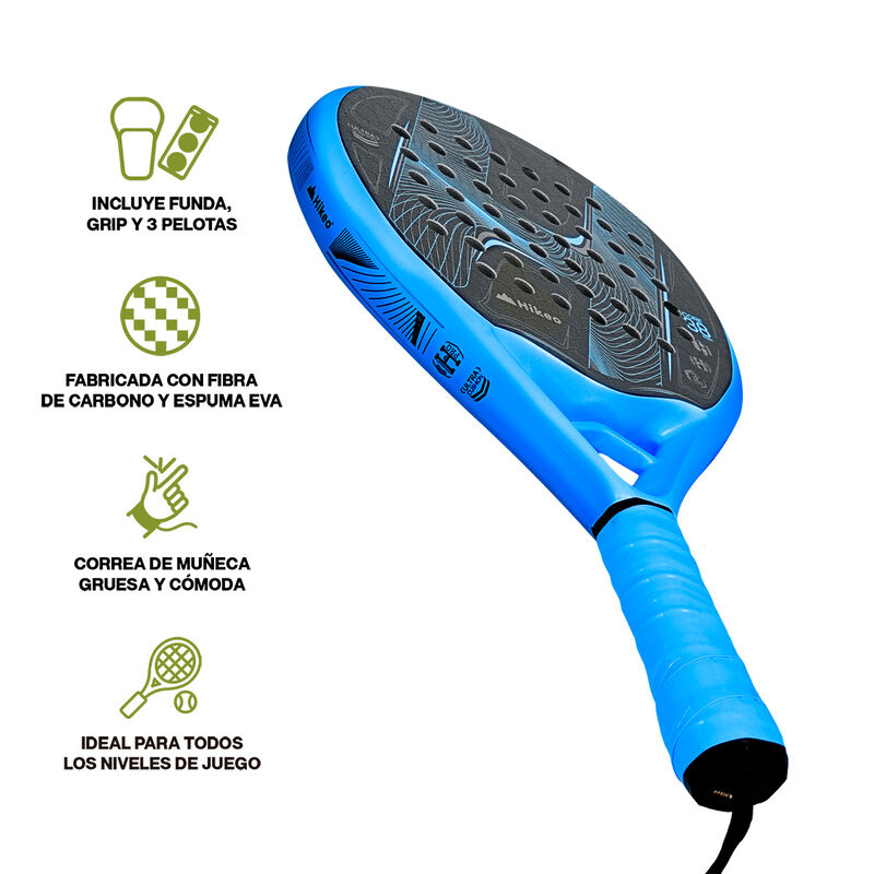 Pala de Pádel Premium con Funda 3 Pelotas y Gri... image number null