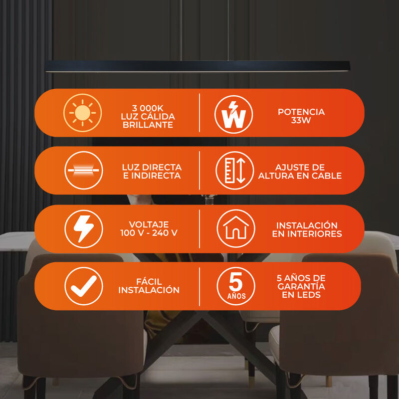 L&aacute;mpara Colgante LED 1.50 m de Altura 33 W, Luz... image number null