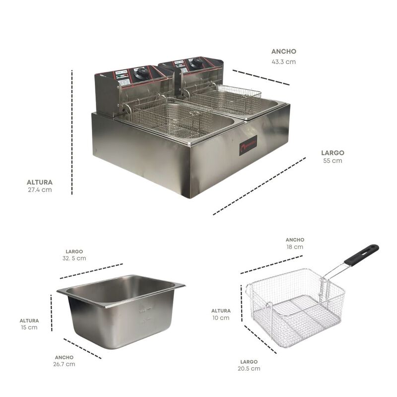 Freidora eléctrica doble 12L Shorbull image number null
