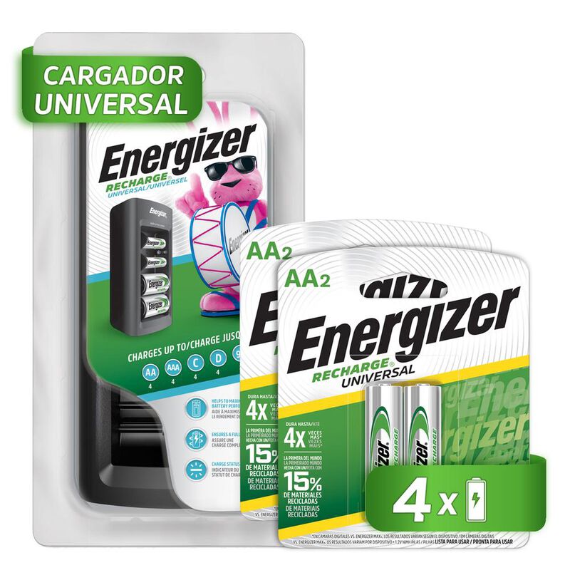 Cargador Universal Pilas Energizer + 4 Pilas Re... image number null