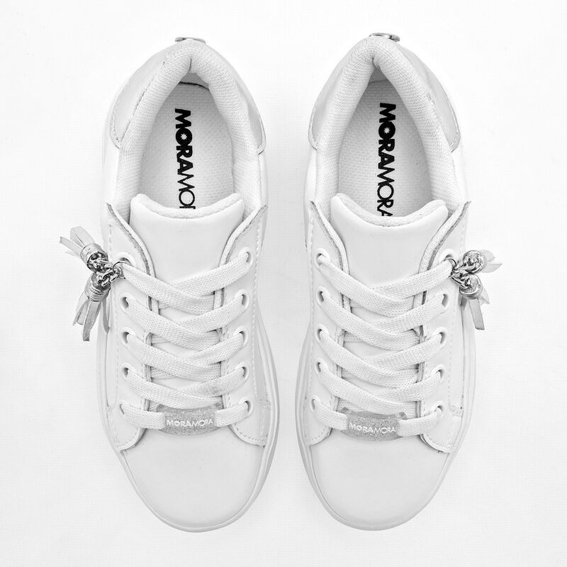 Moramora Tenis Para Ni&ntilde;a Blanco Plata Cod 13257... image number null