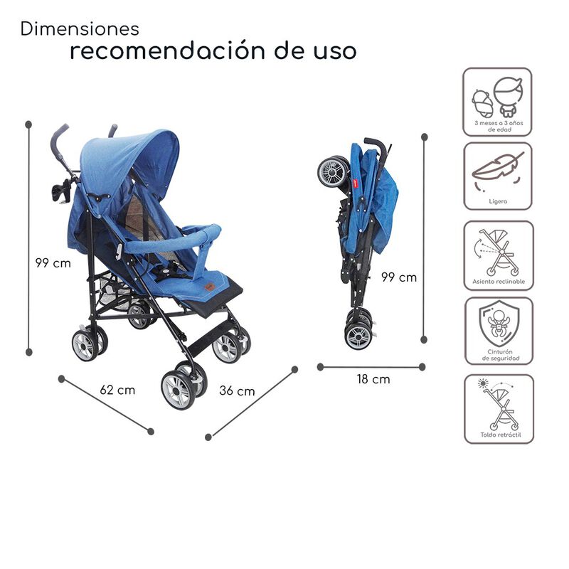 Carriola Reclinable, Plegable D’Bebé Aerostar -... image number null