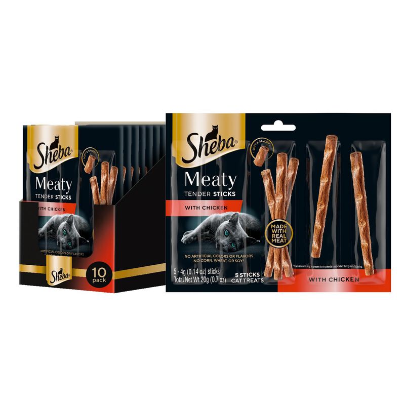 Cat Treats Sheba Meaty Tender Sticks Con Pollo,... image number null