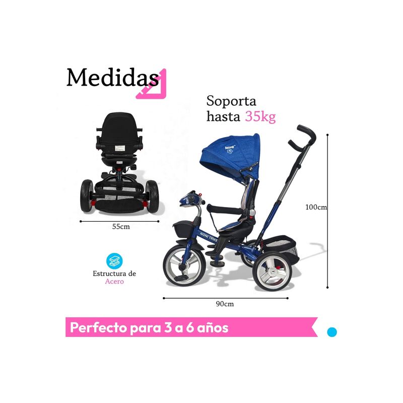 Triciclo Evolutivo 7 En 1 Acero Con Asiento Gir... image number null