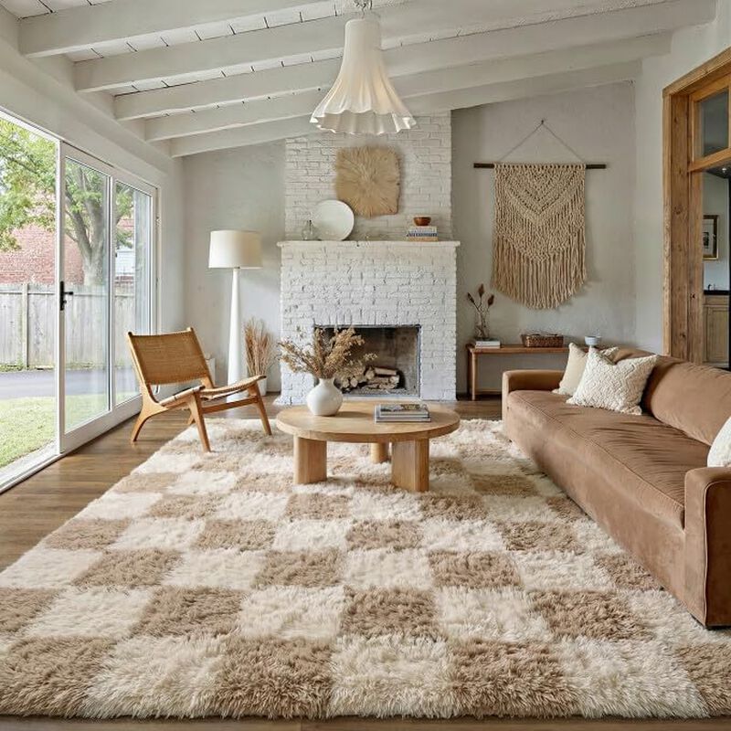 Alfombra Purecozy Beige 274 &times; 305 cm A Cuadros ... image number null
