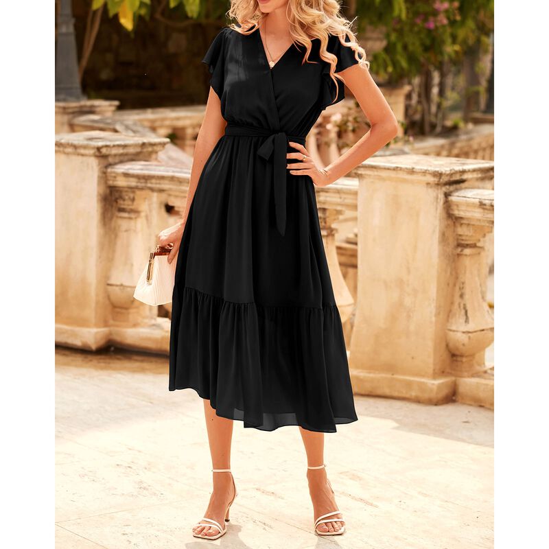 Vestido Midi BTFBM con Escote V, Mangas Capucha... image number null