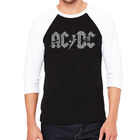 Camiseta Ragl&aacute;n de B&eacute;isbol Word Art Para Hombre - AC/DC - Negro Blanco