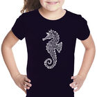 Camiseta Word Art Para Ni&ntilde;a - Tipos de Caballitos de Mar - Negro