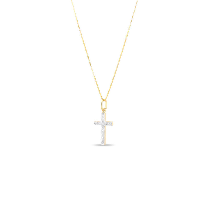 Dije De Cruz Con Cadena De Oro Amarillo Con Pla... image number null