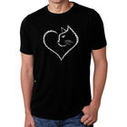 Camiseta Mezcla Premium Word Art Para Hombre - Coraz&oacute;n de Gato - Negro