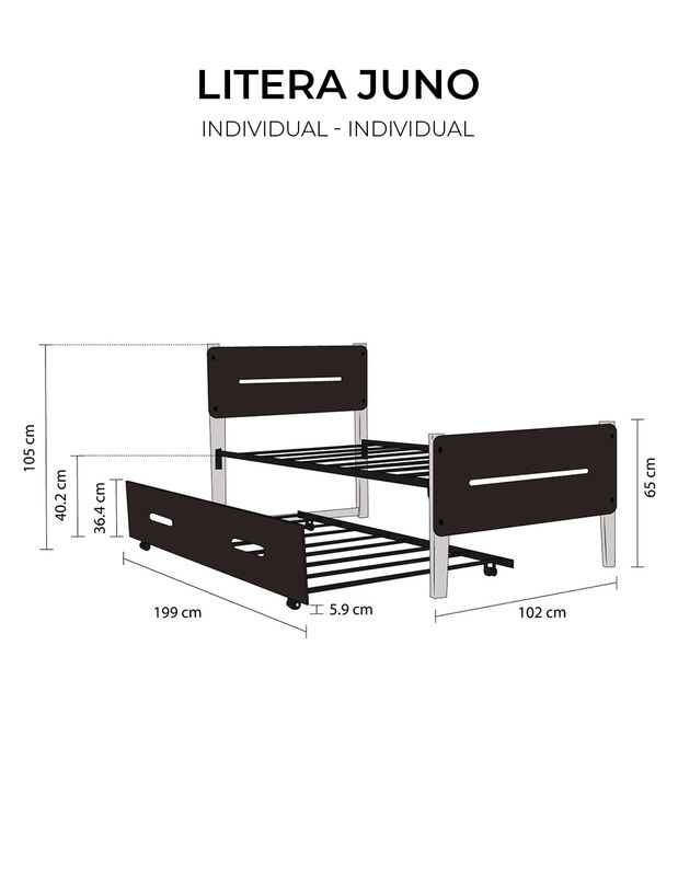 Cama Con Cama Baja Juno Azul Marino image number null