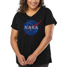 Camiseta De Talla Grande Cuello En V Word Art Para Mujer - Las Misiones M&aacute;s Importantes de la NASA- Negro