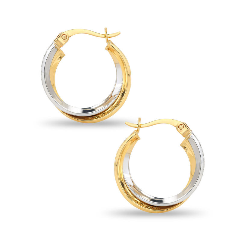 Arracadas Bicolor Oro 10k Con Zirconias 12 mm |... image number null