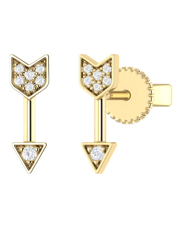 Broqueles Flecha Oro 14k Con 5 Pts. De Diamante... image number null