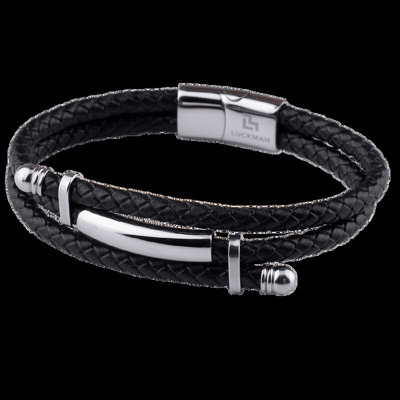Pulseras Hombre, Brazaletes Cuero Y Acero Inoxi... image number null