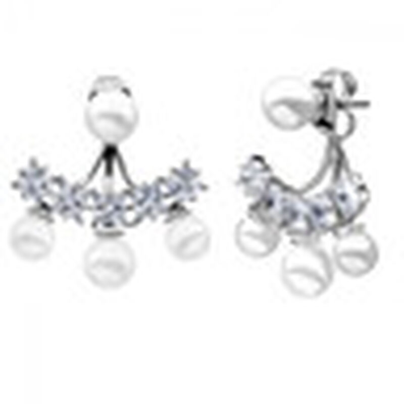 Aretes en Baño de Oro Blanco de 18K de Abanico ... image number null