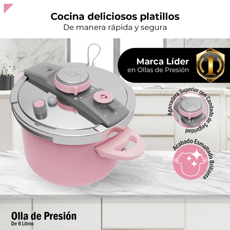 Bogner Olla de Presi&oacute;n 6L Acero Inox Rosa BPC06... image number null