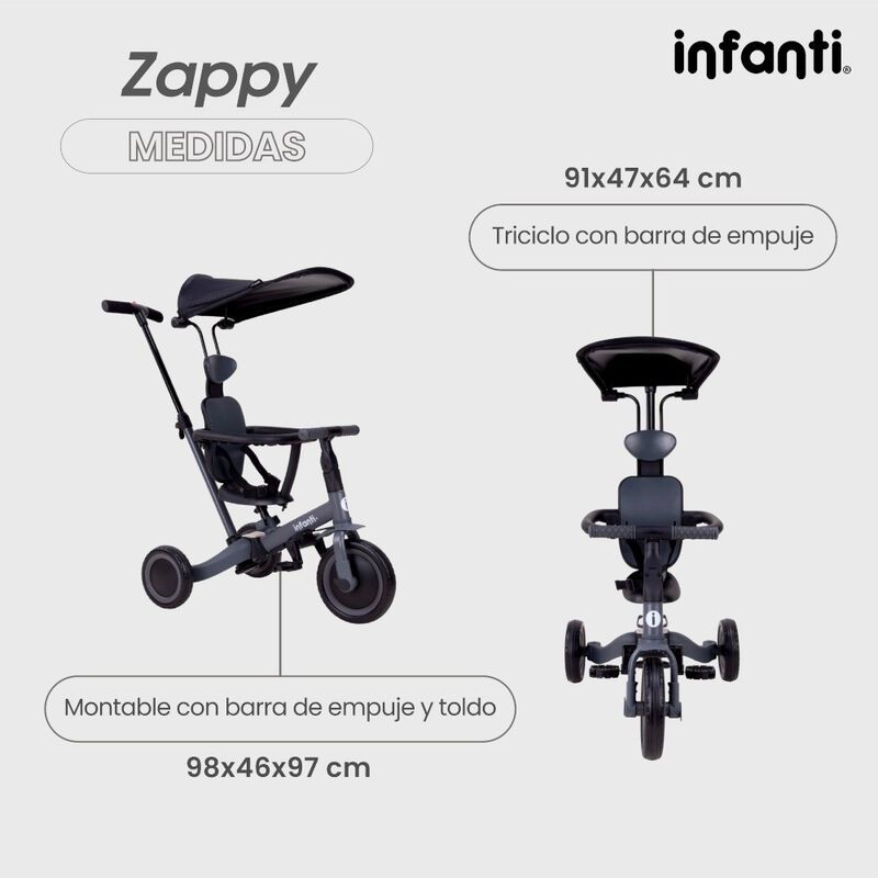 Triciclo Evolutivo 5 En 1 Zappy Con Barra De Em... image number null