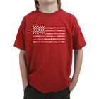 Camiseta Word Art Para Ni&ntilde;o - Bandera Americana Con Fuegos Artificiales - Rojo