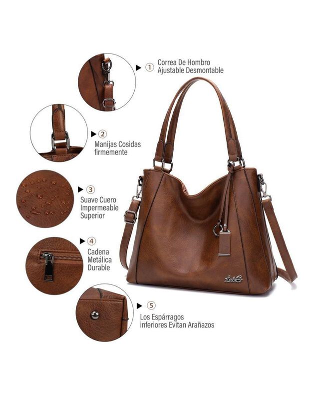 Bolsa Tote Pink Brule Universal De Cuero Para M... image number null