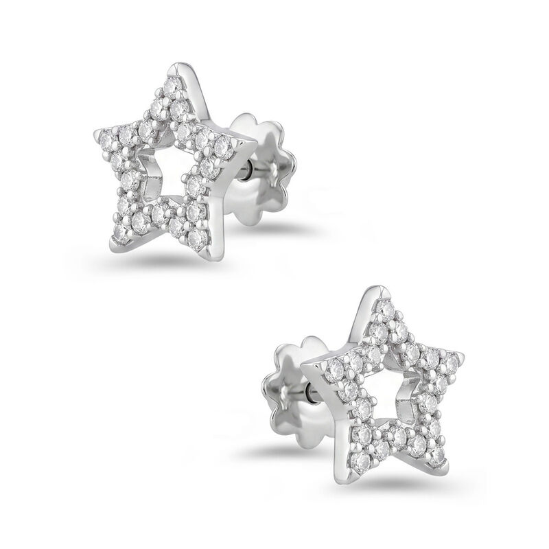 Broqueles En Forma De Estrella De Oro Blanco 10... image number null