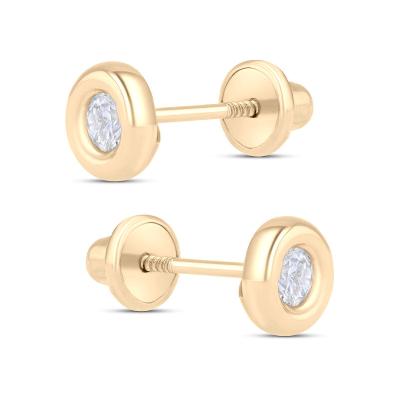 Broqueles De Oro Amarillo 14K Con Zirconias (5 ... image number null