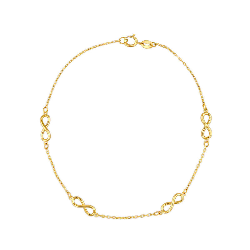 Pulsera Con Infinitos De Oro Amarillo 10k (18.5... image number null