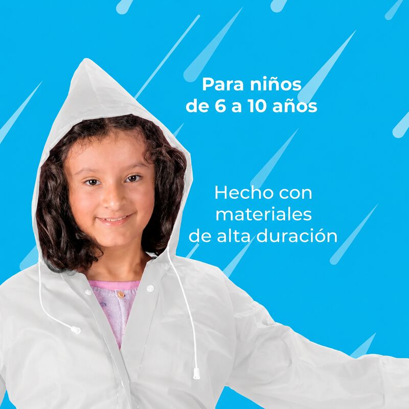 Impermeable Infantil Transparente Bot&oacute;n Uni Bla... image number null