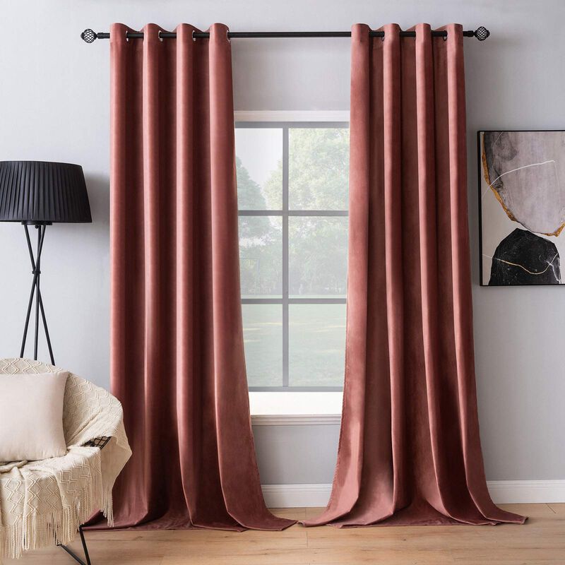 Cortinas Miulee Elegantes De Terciopelo Rosa Em... image number null