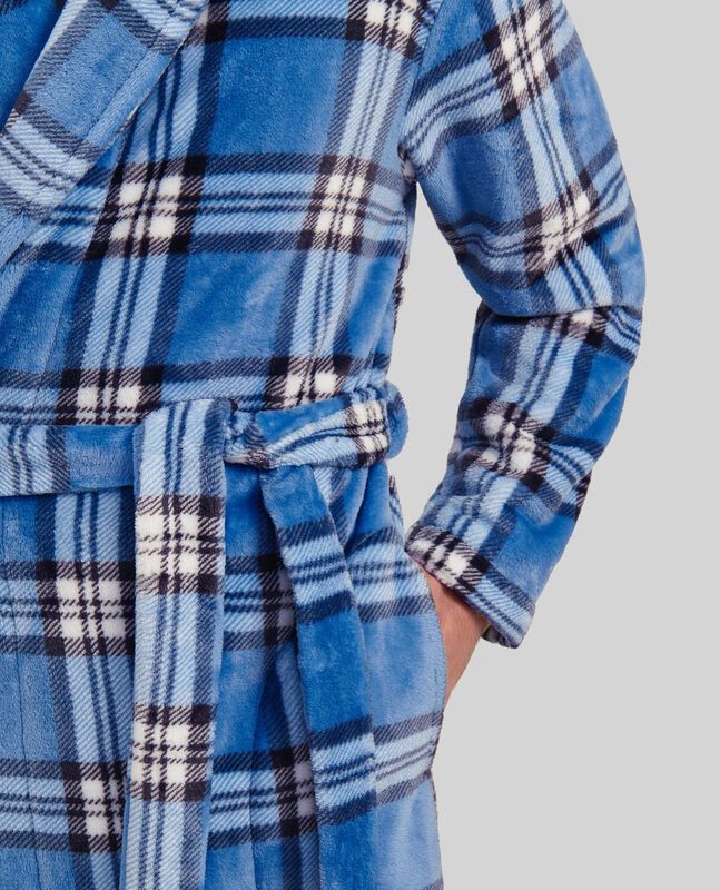 Bata Larga a Cuadros Azul Azul image number null