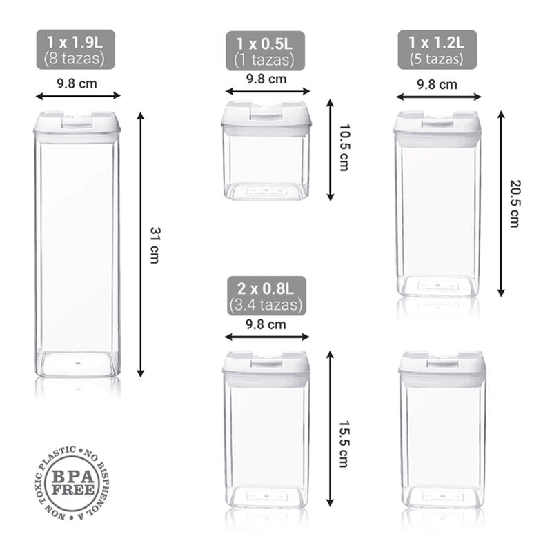 Set de 5 Contenedores de Almacenamiento image number null