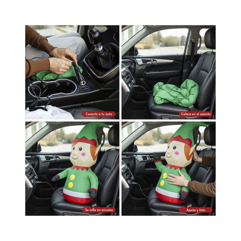 Inflable Navidad Duende Gnomo Carro Automovil I... image number null