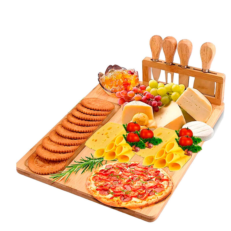 Tabla para Quesos Rectangular de Bamb&uacute; con Cuch... image number null