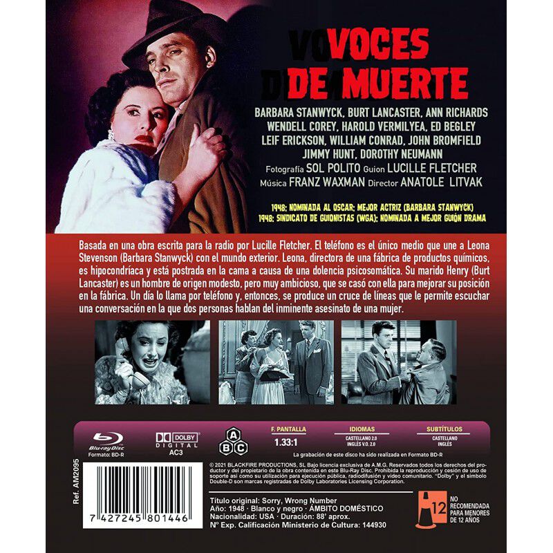Voces de Muerte (Bd-R) (Blu-ray) (Sorry, Wrong ... image number null