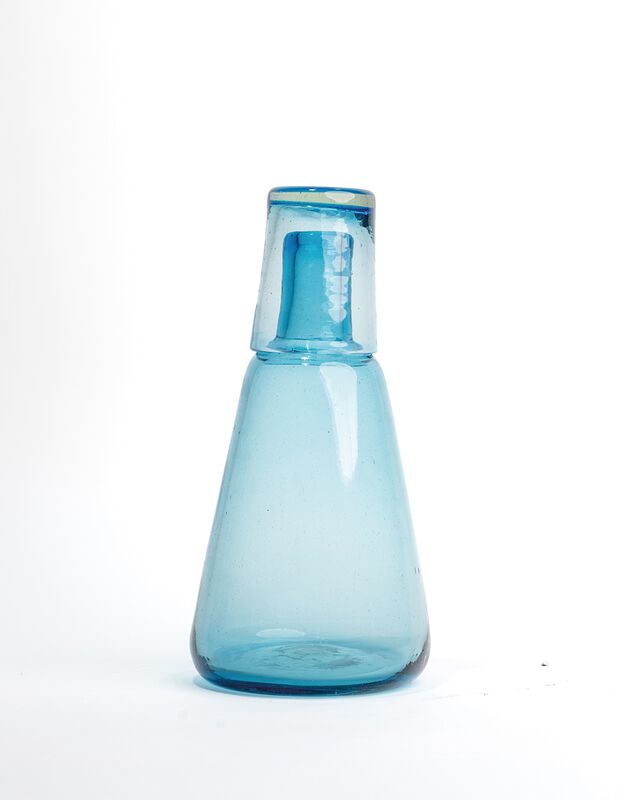 Jarra Buró de Vidrio Soplado Azul Mediterráneo ... image number null