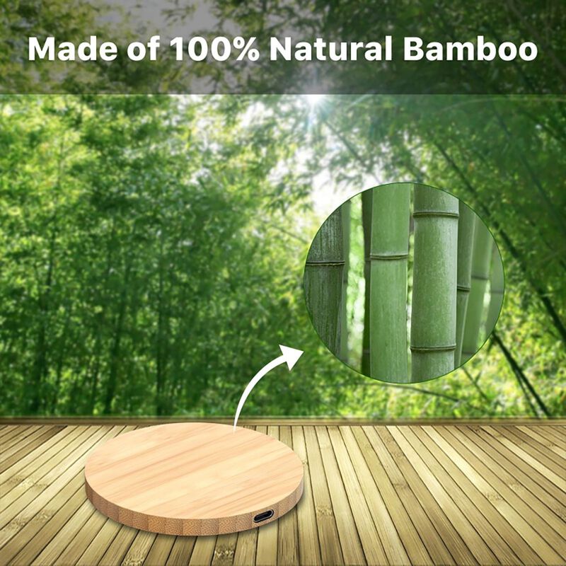Base Cargador Ecoblvd Inal&aacute;mbrica Qi 15w Bamboo... image number null