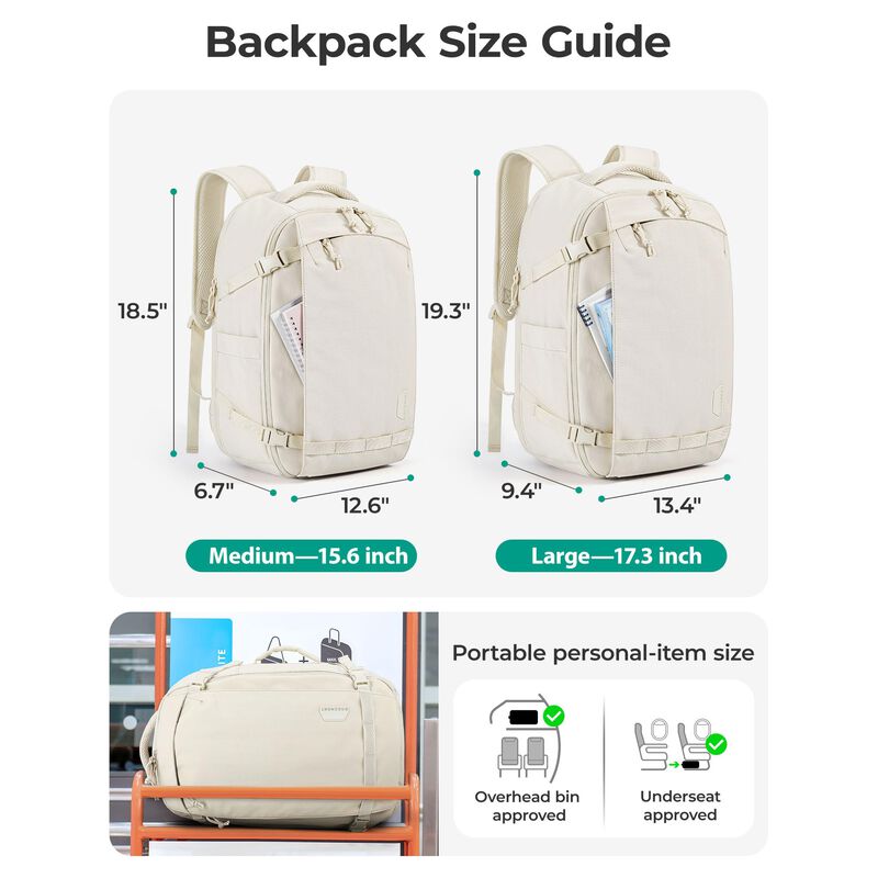 Mochila Bagsmart 17.3" Beige para Viajar image number null