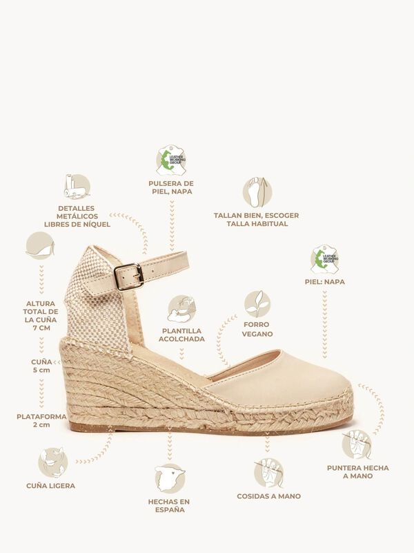 Alpargata de Cu&ntilde;a Alta Marga Arena image number null