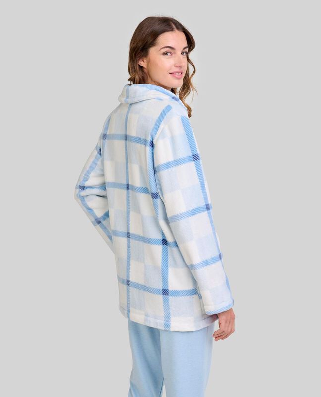 Bata Corta de Cuadros Celeste image number null